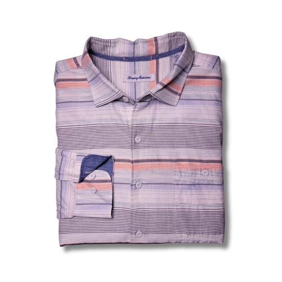 Tommy Bahama Other - Tommy Bahama Coral Horizon Striped Button-Down Shirt L